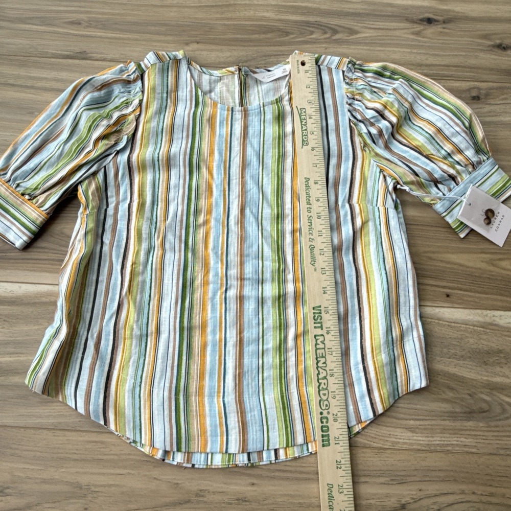 Lauren Conrad pastel rainbow stripe Faux wrap tie midi skirt And Shirt NWT - Picture 8 of 10
